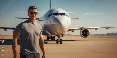 man standing near airport aircraft