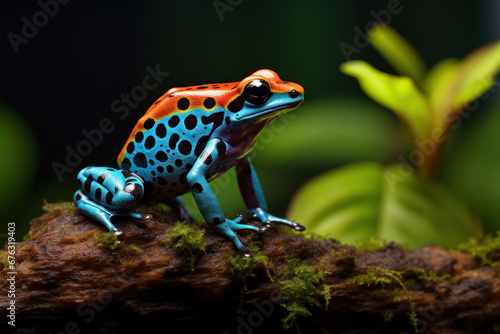 A colorful rainforest poison dart frog. photo