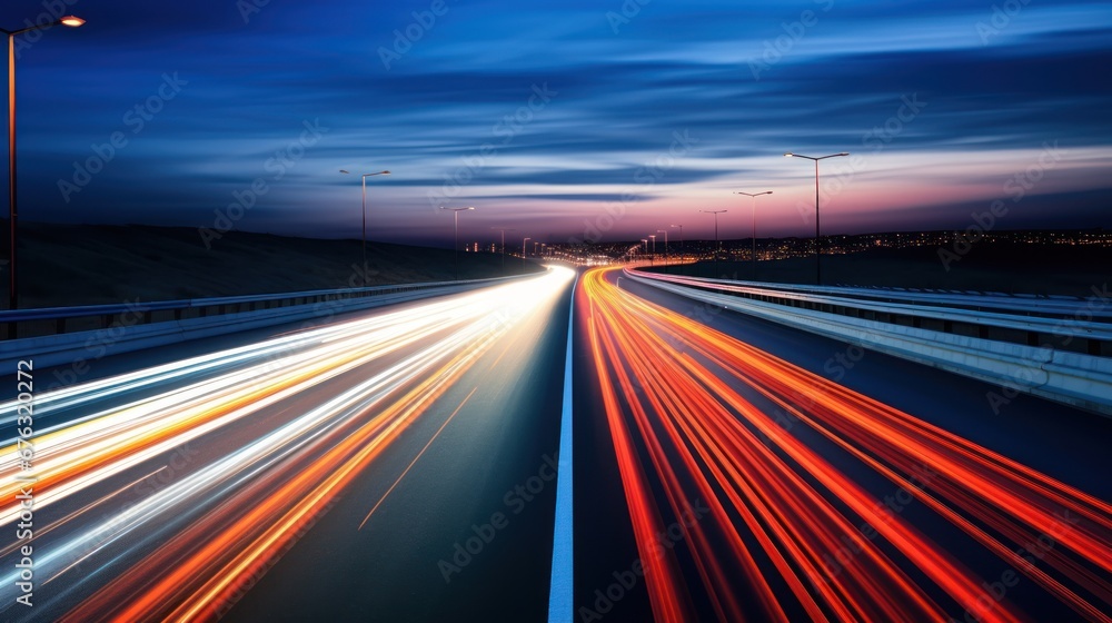 Road with beautiful light ,speed Traffic - light trails on motorway highway Road with beautiful light ,speed Traffic - light trails on motorway highway