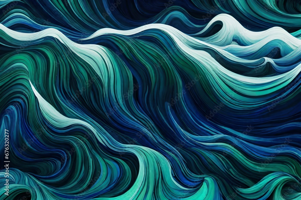 A symphony of liquid indigo and emerald waves