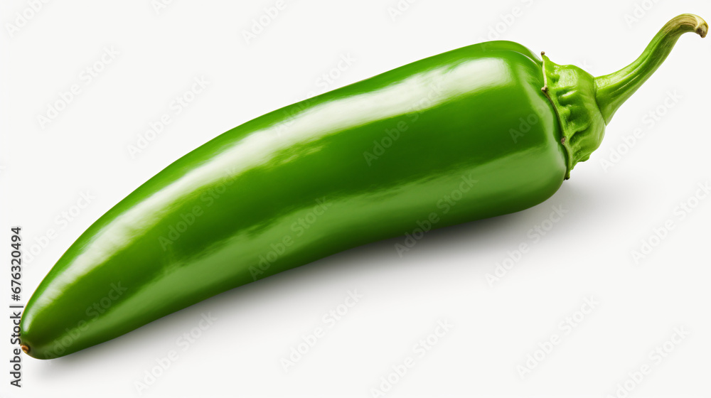 Green jalapeno pepper isolated on white background - obrazy, fototapety, plakaty 