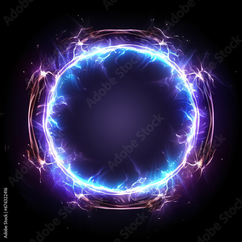Lightning Round Frame. A glowing circle of light in a dark background