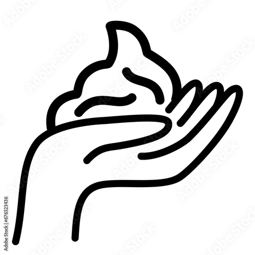 Hand with cream icon. Skin care line icon. Outline signs for skincare products property. Editable Stroke. Vector Illustration 