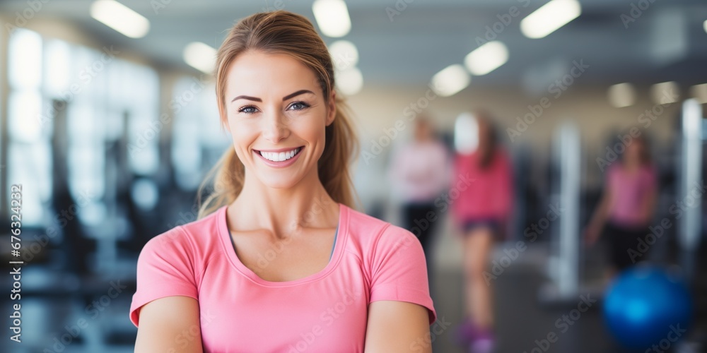 portrait of professional personal trainer in a gym portrait of professional personal trainer in a gym