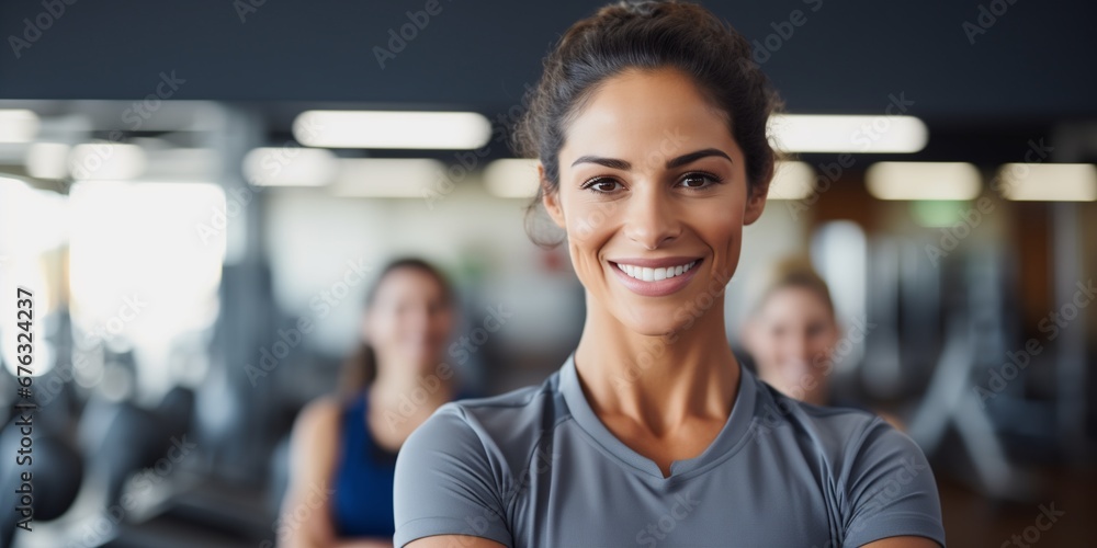portrait of professional personal trainer in a gym portrait of professional personal trainer in a gym