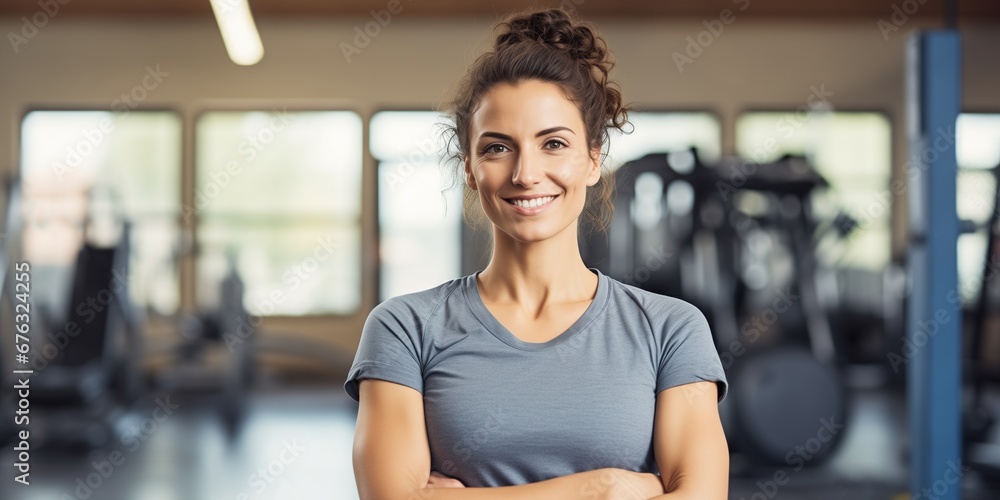 portrait of professional personal trainer in a gym