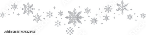 Silver gradient snowflake vector decorative border, dynamic snow wave vector clip art design