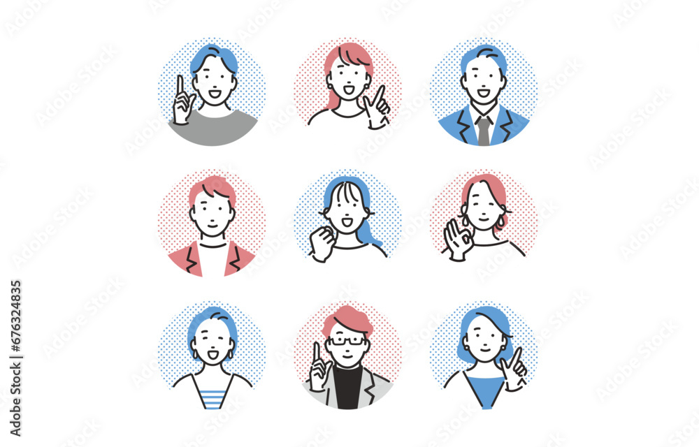 笑顔でポーズをする人物セット 笑顔でポーズをする人物セット