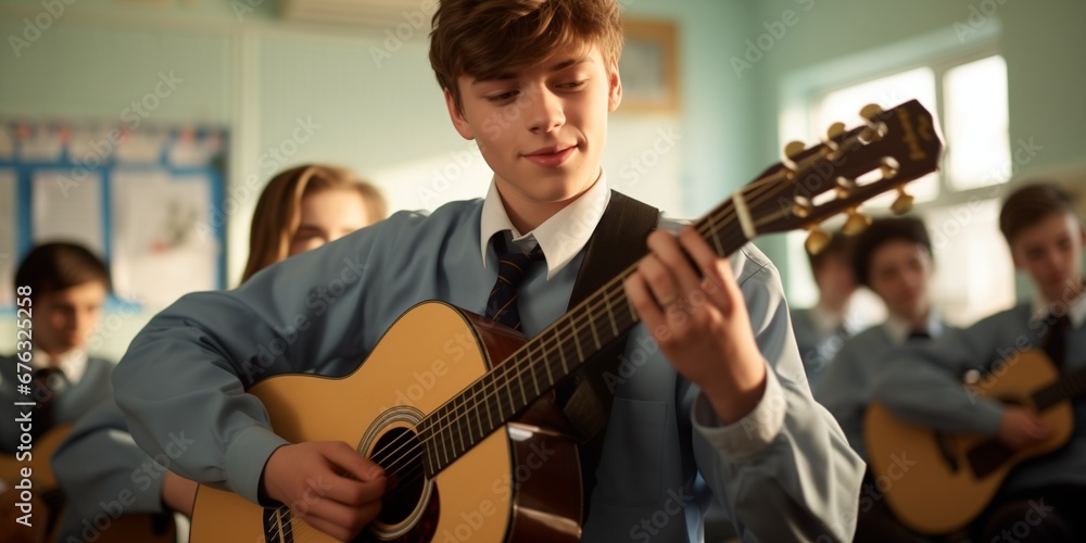 Fototapeta premium Boy playing guitar