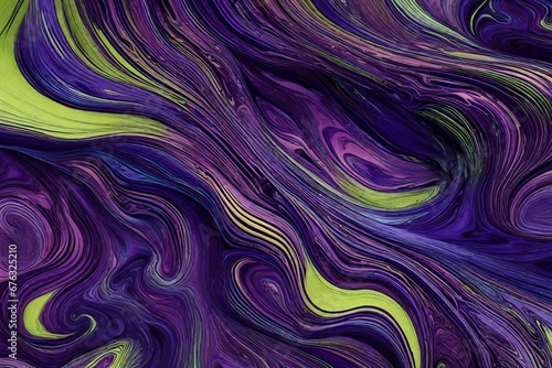 Electric lime and intense violet flowing in a cosmic fusion of colors.