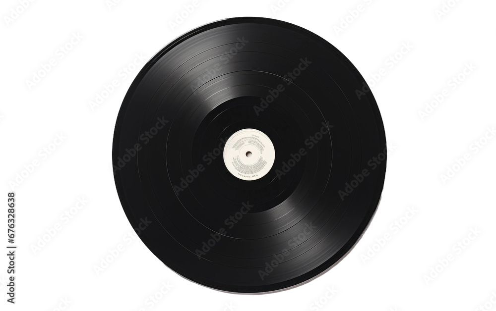 Obraz premium Beautiful Black Vinyl Record on White or PNG Transparent Background.