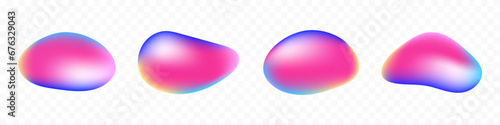 Gradient amoeba, irregular blob shape vector illustration set