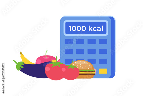 Сalories count concept. Vector illustrations for banner, website, landing page, flyer.