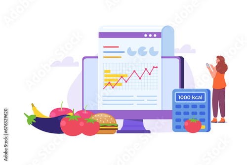 Сalories count concept. Vector illustrations for banner, website, landing page, flyer.
