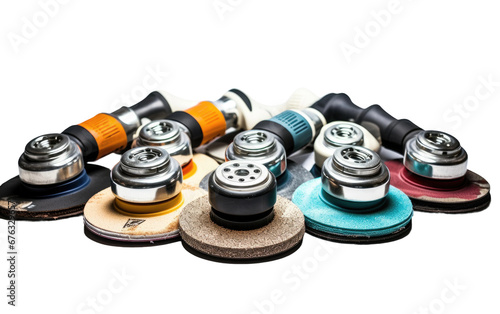Collection of Colorful Angle Grinders Isolated on Transparent Background PNG.