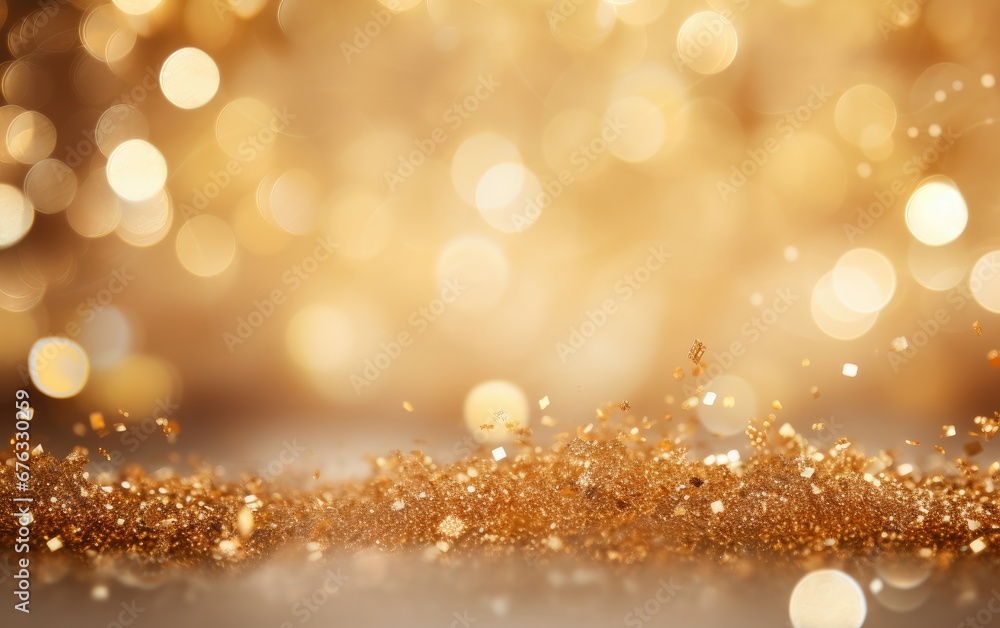 Sparkling gold glitter, stars and bokeh background Sparkling gold glitter, stars and bokeh background