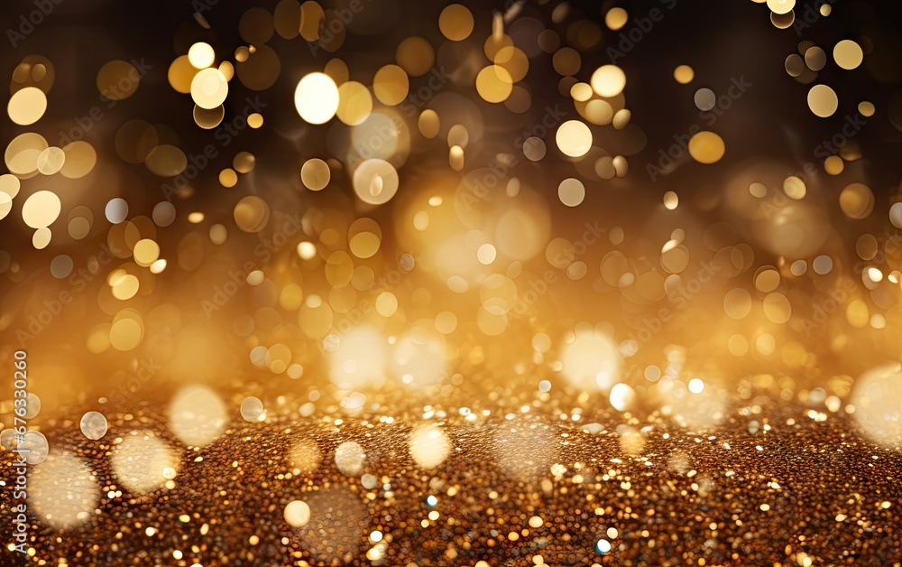 Sparkling gold glitter, stars and bokeh background