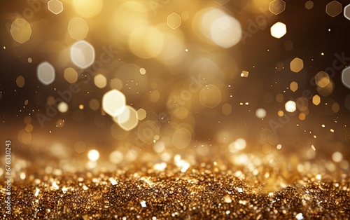Gold defocused glitter Christmas bokeh background