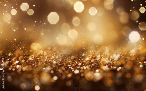 Gold defocused glitter Christmas bokeh effect background