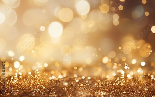 Abstract elegant gold glowing bokeh background © somkcr
