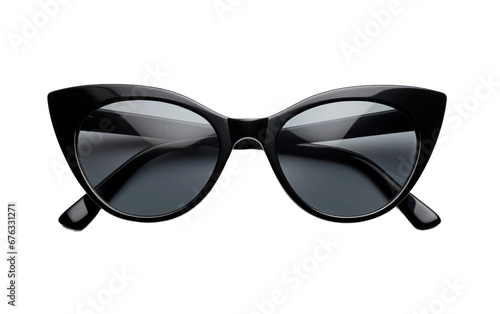 Pure Black Cat eye Sunglasses Isolated on Transparent Background PNG.