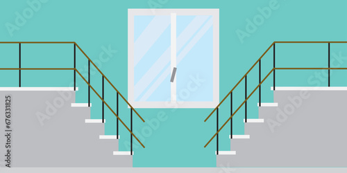 Two stairs against a wall with a window