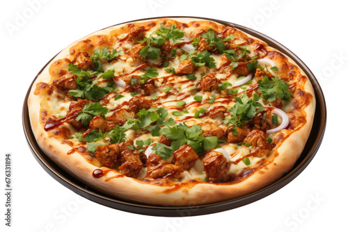 Сhicken pizza on transparent background. Isolated png. Generative AI