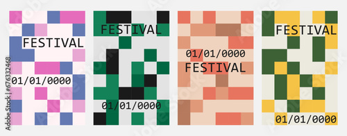 Poster in the style of square building blocks. Modern vector illustration for web design, animation, illustration and branding.