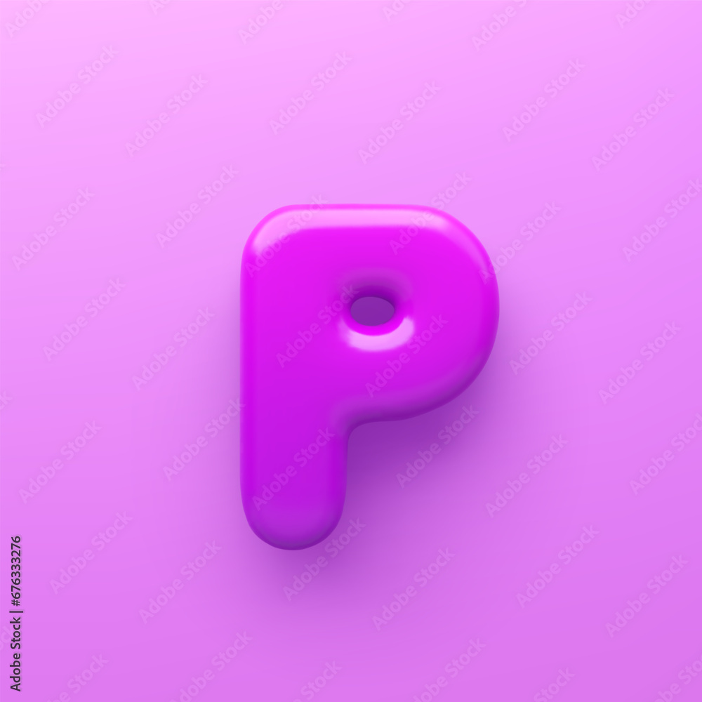 3D Purple letter P with a glossy surface on a purple background . 3D Purple letter P with a glossy surface on a purple background .