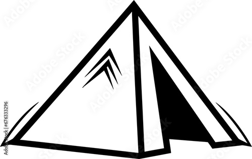 Camping tent silhouette icon in black color. Vector template for tattoo or laser cutting.