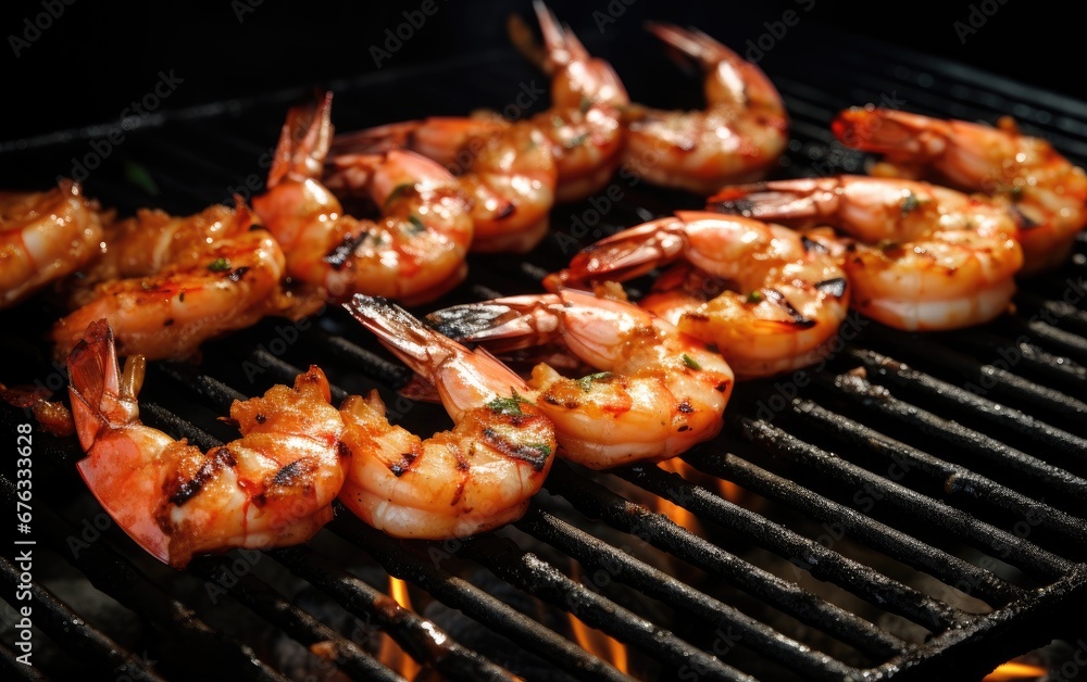 Grilled shrimp cooked on a charcoal grill Just right and delicious. Grilled shrimp cooked on a charcoal grill Just right and delicious.