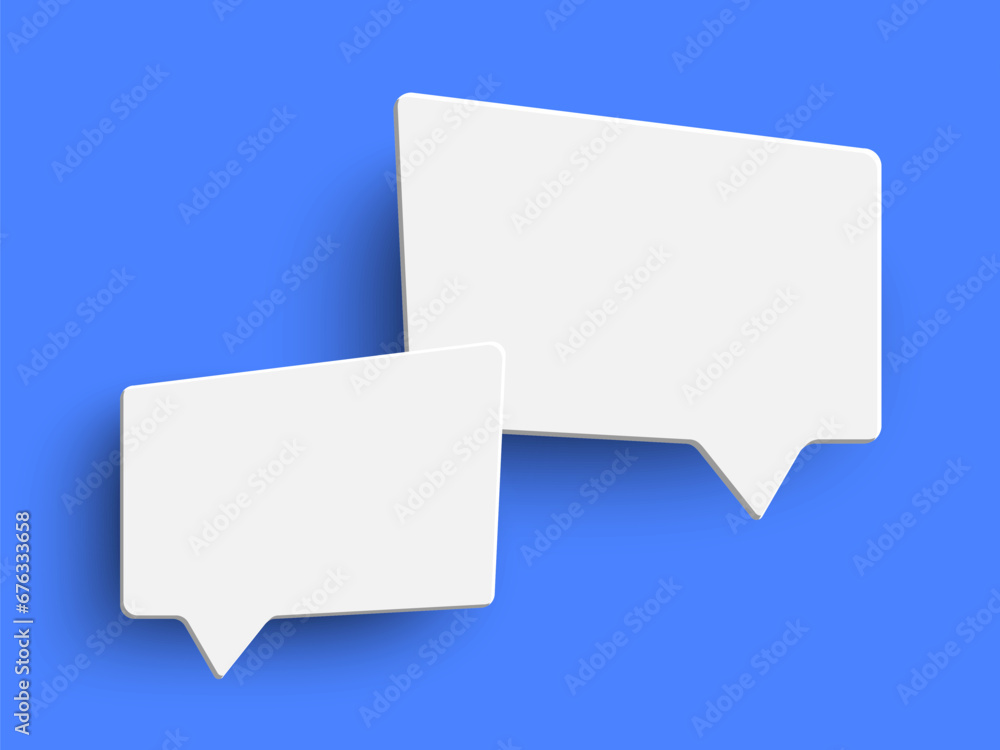 White empty speech bubble on blue background White empty speech bubble on blue background