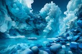 A surreal dreamscape of aqua and sapphire, evoking a sense of calm