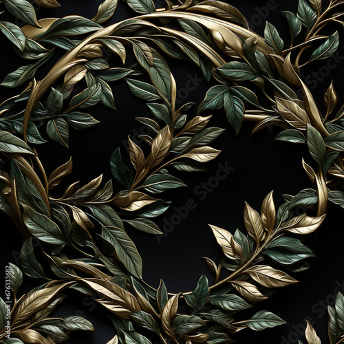 A photograph of a laurel wreath as part of a design on a medal or coin, commemorating exceptional achievements 