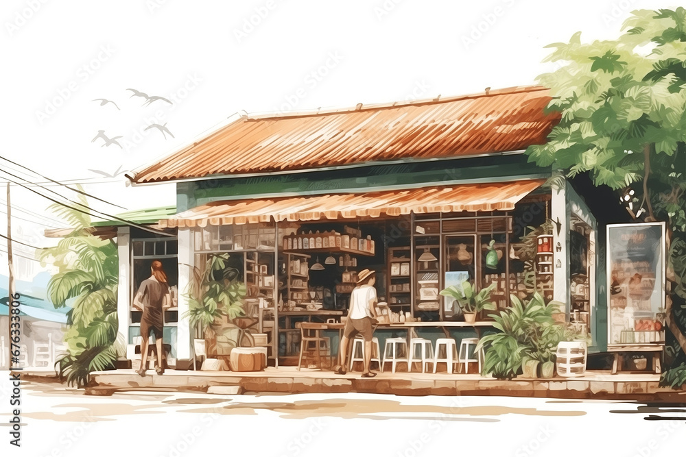 Thai small coffee shop - AI generated Image