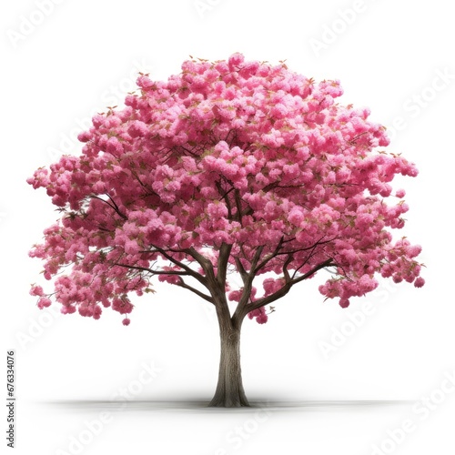 Cherry tree japanese  Pink flower sour cherry tree isolated on white background.