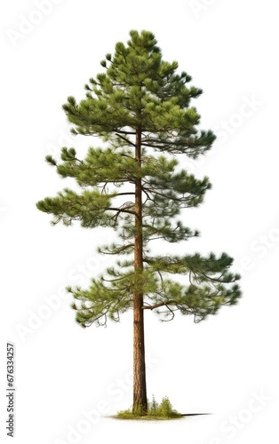 Pine tree the fall on isolated white background  use in design Decoration work