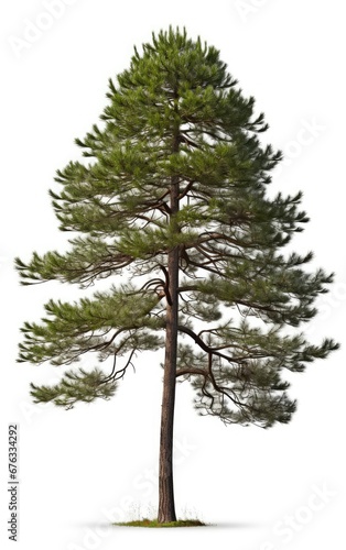 Pine tree the fall on isolated white background, use in design Decoration work