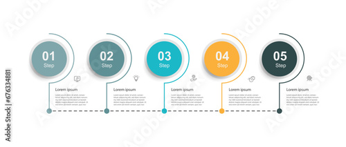 Design template infographic vector element with 5 step process for presentation and information graphic 