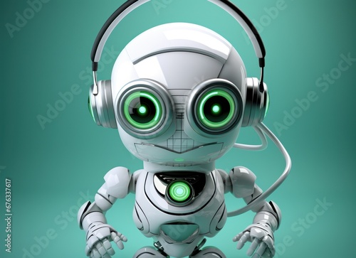 Friendly cute cartoon robot. Technology concept. Customer support chatbot, online consultant, assistant. Kawaii bot, Robotic toy. © zayatssv