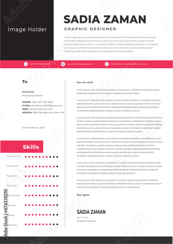 Minimalist curriculum vitae template and cover letter with photo. job applications letter