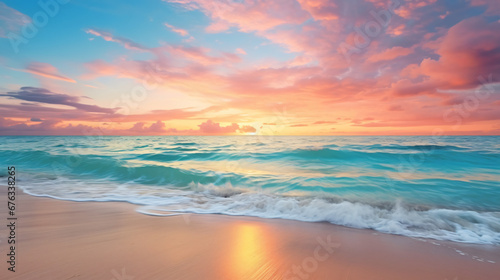 Vibrant ocean sunrise on tropical seaside inspiring © khan