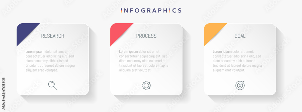 Modern business infographic template with 3 options or steps icons. Modern business infographic template with 3 options or steps icons.