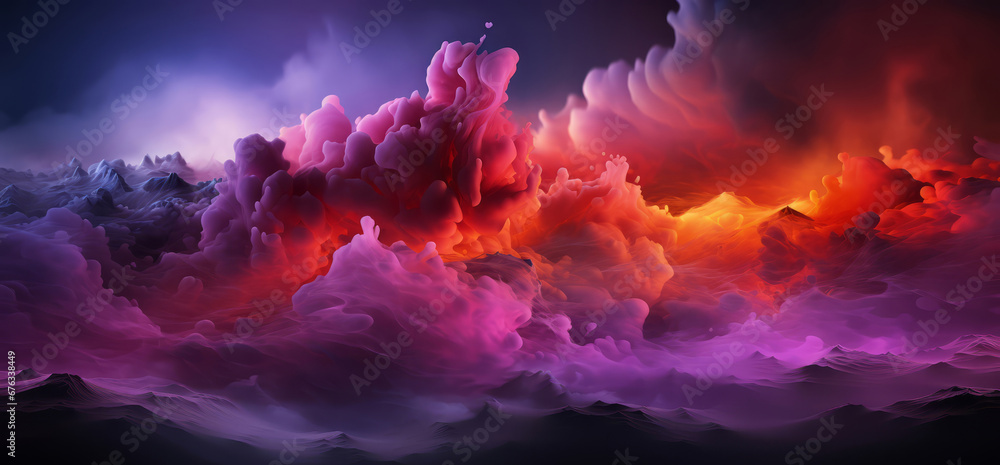 Smokey, soft, powder colour and design with art and painting for decorative, texture and creative idea. Ai generated, banner and pattern with abstract fantasy colours on background for graphic wallpa