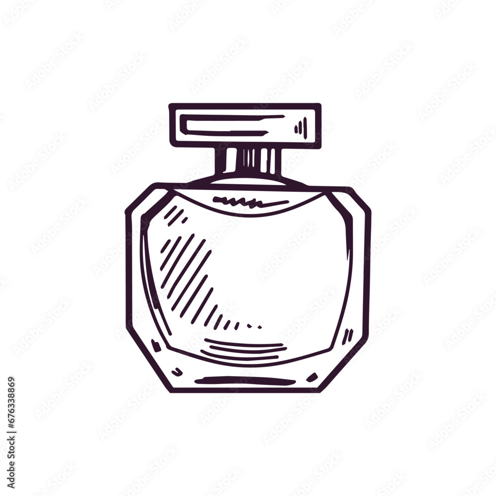 Hand-drawn perfume bottle, beauty cosmetic element, self care. Illustration for beauty salon, cosmetic store, makeup design. Doodle sketch style. Hand-drawn perfume bottle, beauty cosmetic element, self care. Illustration for beauty salon, cosmetic store, makeup design. Doodle sketch style.