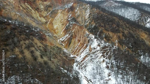 Aerial shot of nature phenomenon Devil's Town, rock formations in Radan mountain in Serbia