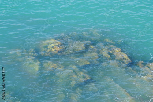 Rocks under clear sea water