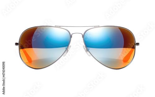 Colorful Original Mirrored Aviator Sunglasses Isolated on Transparent Background PNG.