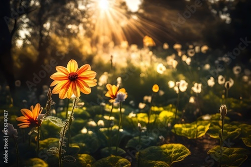 flower in a garden under direct sun light