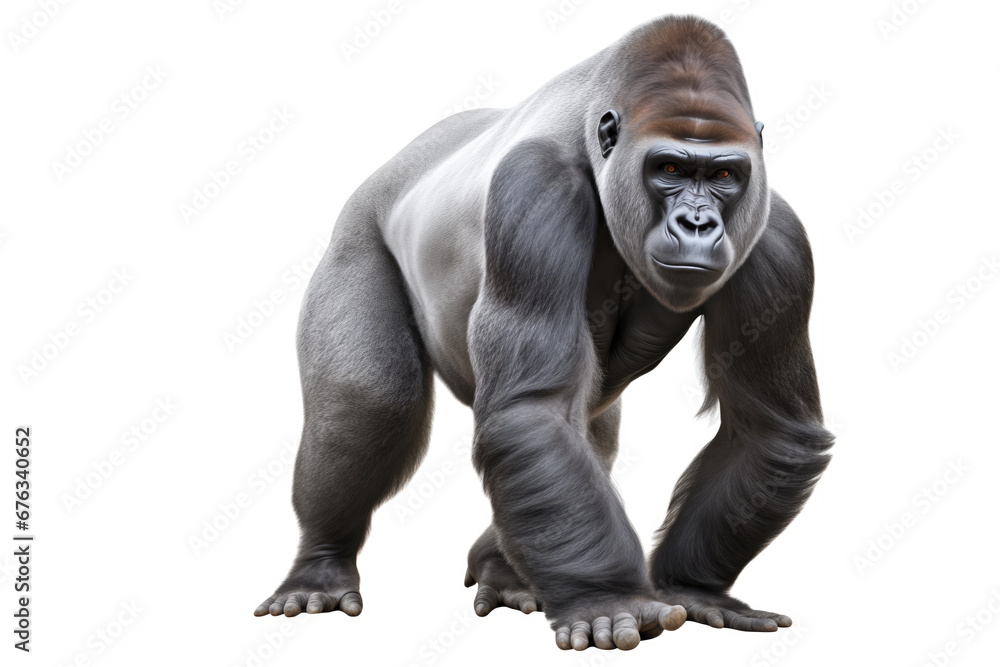 Western Gorilla Troglodytes gorilla cut out and isolated on a white background